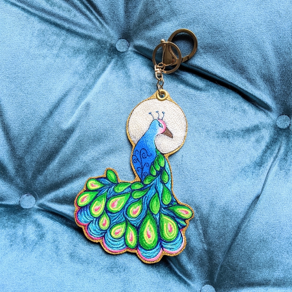 Colorful Peacock Keychain Bag Charm